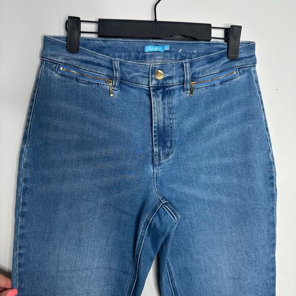 J. McLaughlin Women's Medium Wash Yara Zipper Pocket Straight Leg Jeans 2 - Picture 4 of 11